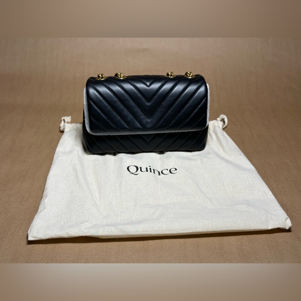 Quince Italian Leather Quilted Convertible Crossbody in Blackk